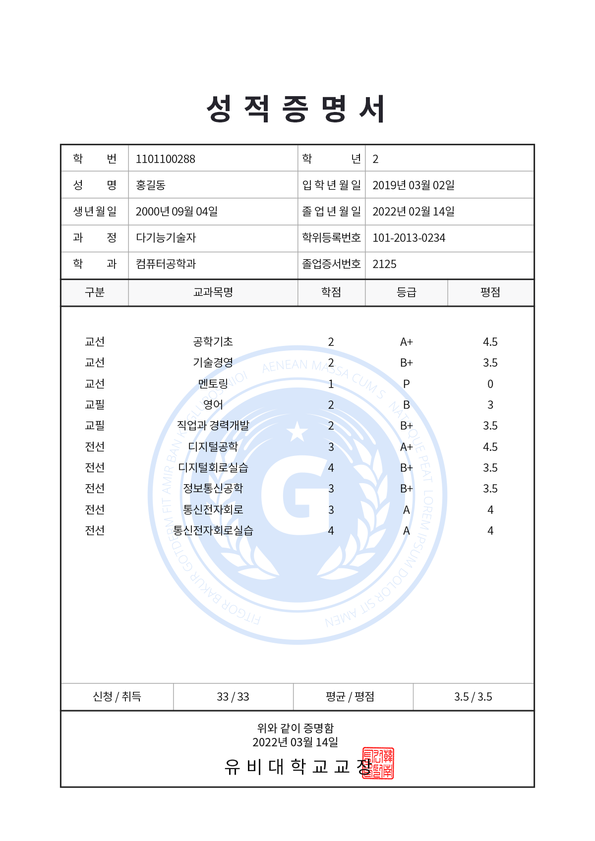 교육기관 문서 예시 1